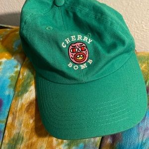 Green cherry bomb baseball hat